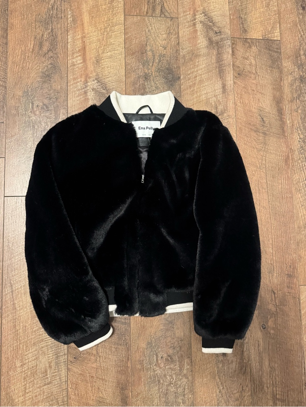 Ena Pelly Black Faux Fur Kids Puffer Bomber
